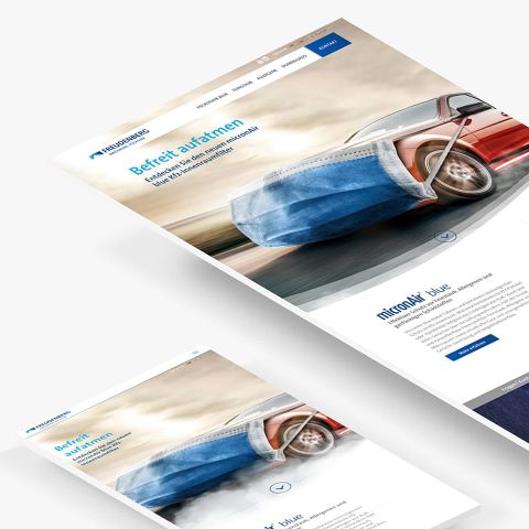 Webseite für Kfz-Innenraumfilter „micronAir blue“ von Freudenberg Filtration Technologies